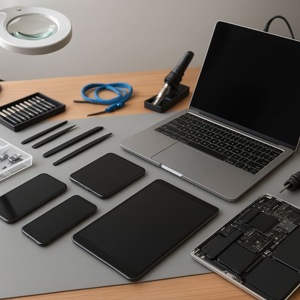 Geräte auf Reparaturbank